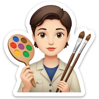 artist with palette and brushes sticker