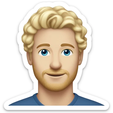 3/4 profile light curl blonde 30yo man blue eyed pale skin sticker