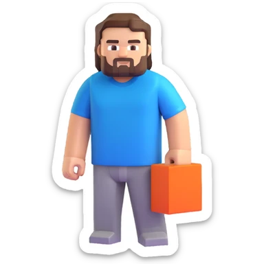 Minecraft character of Jack Black wearing a blue t-shirt sticker