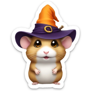 hamster wearing witch hat sticker