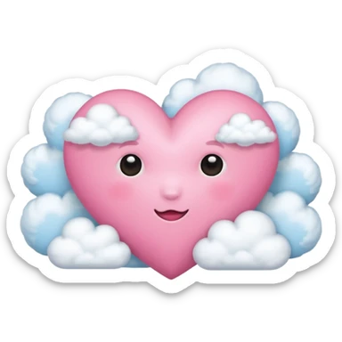 pink heart with clouds sticker