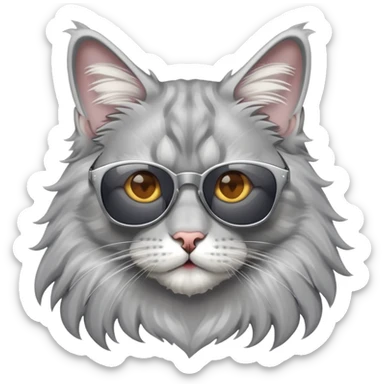 silver Maine coon Cat with sunglasses sticker