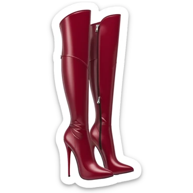 burgundy red latex knee high heel boots sticker
