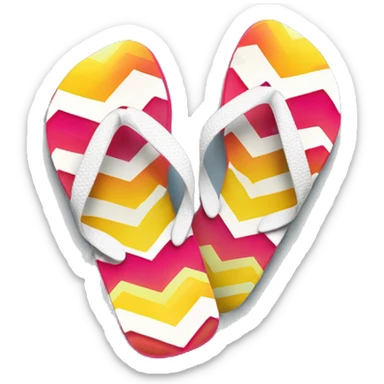 Realistic pair of chevron pattern summer flip flops isolated. sticker