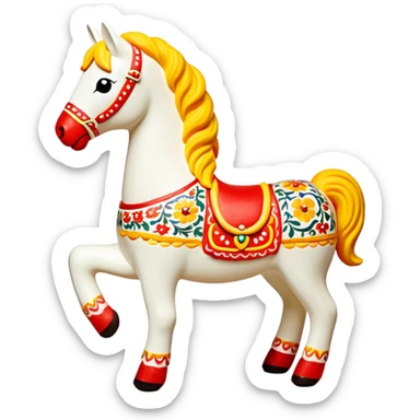 Dymkovo toy horse, traditional Russian colorful clay figurine with patterns, bright colors, folk art style sticker