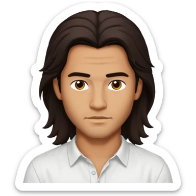 Pana Hema Taylor, male actor (b.1989) with tan skin, dark brown long hair sticker