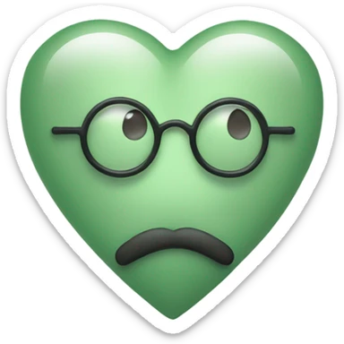 Sage green heart face with monocle sticker