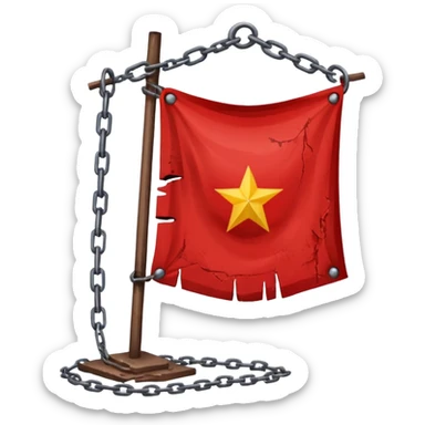red flag with chainsmaking a square in his center sticker
