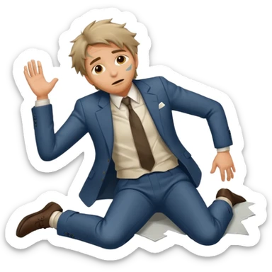 a man lying on the floor who has just fallen sticker