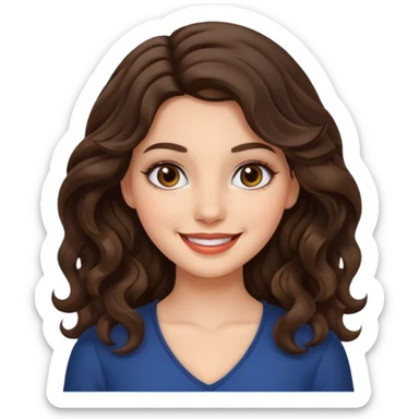 generate pretty brunette girl with wavy hair makeup  sticker