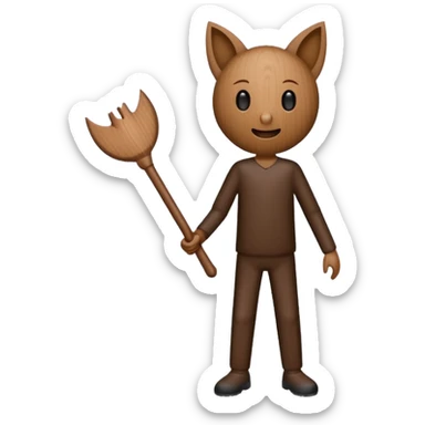 wooden stick figure with a bat tung tung tung sahur sticker