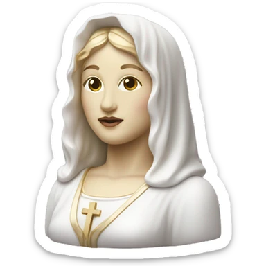 White and light pink Madonna statue sticker