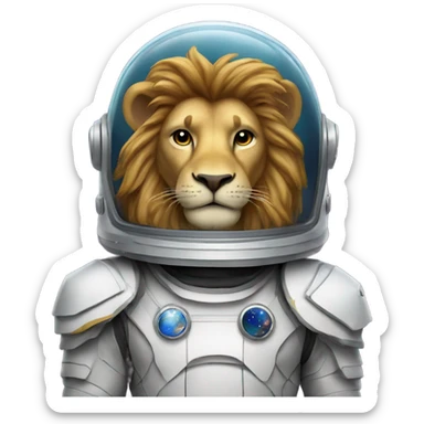 standing lion with space helmet sticker