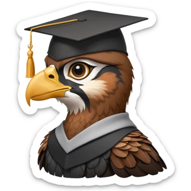 falcon with a black grad cap - semi realistic sticker