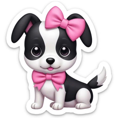 Black and white dog with pink bow  sticker