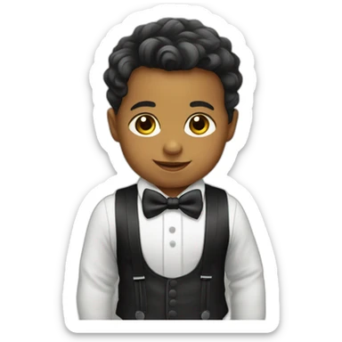 baby wearing suit with suspenders and bowtie sticker