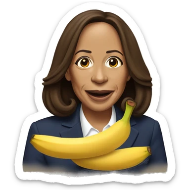 Kamala Harris eating a banana sticker