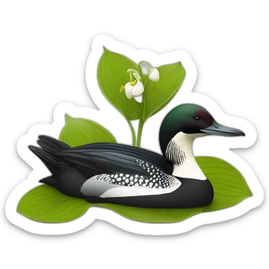 minnesota loon nestled in Cypripedium reginae sticker