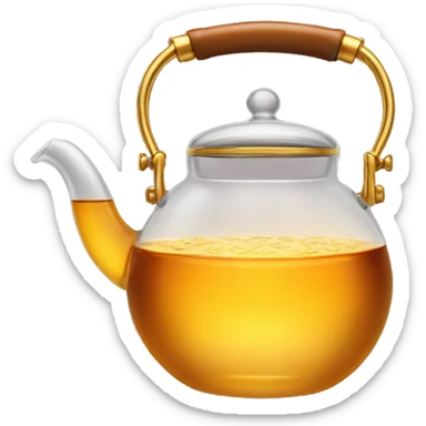 glass tea kettle with gold tea sticker
