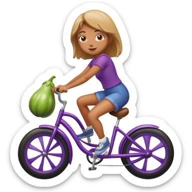 Girl riding a eggplant like bike sticker