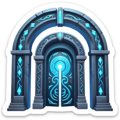 universe gate object icon, gigantic cosmic portal doorway, swirling galaxy energy inside, glowing starry aura, mystical space runes, fantasy sci-fi style, 3D cartoon, mobile game icon style, centered, clean background, no text, no watermark sticker