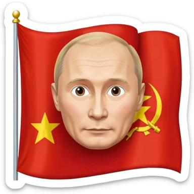 flag of the USSR with a portrait of Putin, bright colors, no text sticker