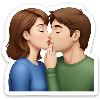 Brown hair girl Kissing guy sticker