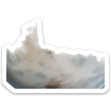 A planet, with icy surface, mostly creamy white, light brown, reddish-brown, grayish blue, and dark charcoal, reflecting its icy plains, organic-rich regions, and rocky surfaces. sticker