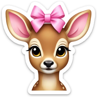 baby deer with pink bow sticker