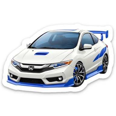 8th gen honda si white with blue wing sticker
