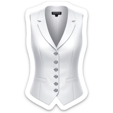 women's white formal vest with exactly 3 buttons, female tailored design sticker