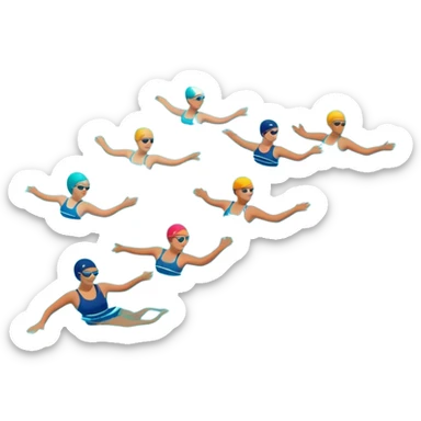 swimming pool with swimmers, minimal, bright colors sticker