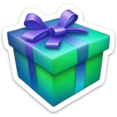 3d smooth gift box with rounded corners gradient blue to green sticker