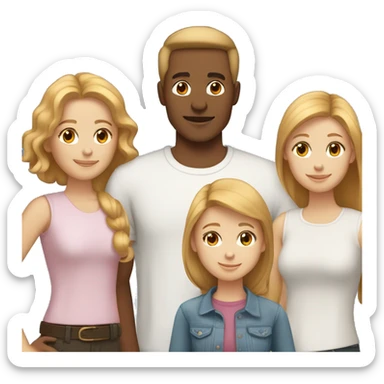 a family of 5, with three teenage daughters, ages 15, 13, and 11 all white with strawberry blonde hair, mom has dark brown hair and dad has light brown hair sticker