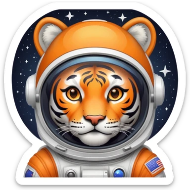 astronaut tiger face with space helmet and stars for Twitch emote sticker