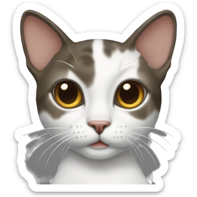 American wire head cat with black and mousey brown on the back and white bottom off of her face and neck sticker