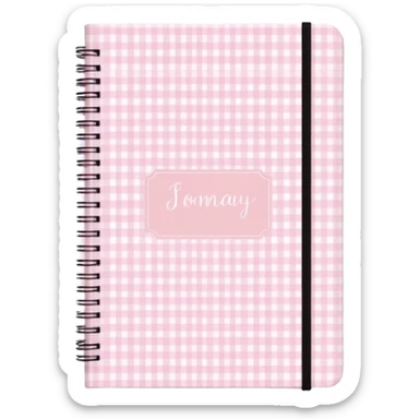 Cute  journal cover, pastel pink gingham pattern
Handwritten feminine typography, soft aesthetic, cozy girl vibe
Clean product mockup, minimal shadows, lifestyle stationery style sticker