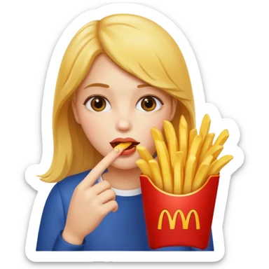 Girl munching fries sticker