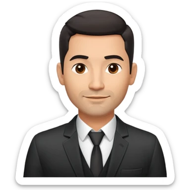 Attractive robust Hispanic man in his mid-40s, light brown complexion, short black hair with prominent fade haircut, light facial scruff, square face with strong jawline, friendly TV presenter expression, unbuttoned black jacket, white shirt with top button open, no necktie sticker