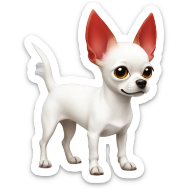 White chihuahua with a red Mohawk sticker