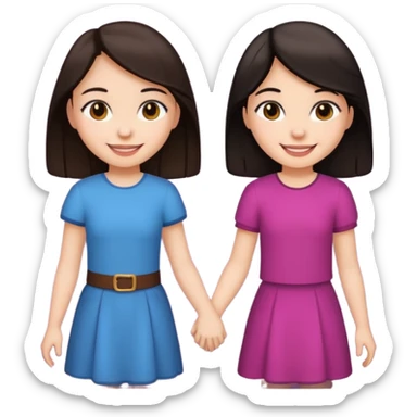 Two friends holding hands girls dark hair sticker