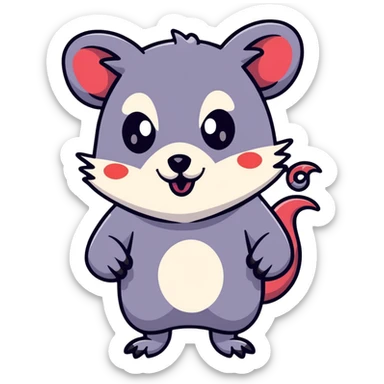 goth possum with dark colors, piercings, black lipstick sticker