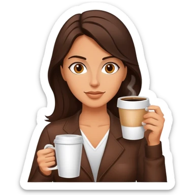 freelancer brunette with coffee in hand sticker