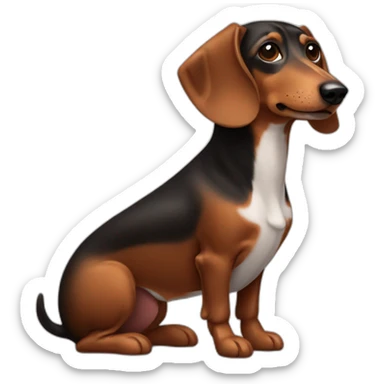 Black white and brown Wiener dog sticker