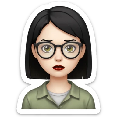 create a female zombie with short straight black hair, and who wears glasses  sticker