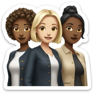 a trio of foreign girls in london sticker