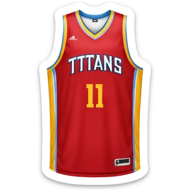 red, yellow, white titans basketball jersey with no blue sticker
