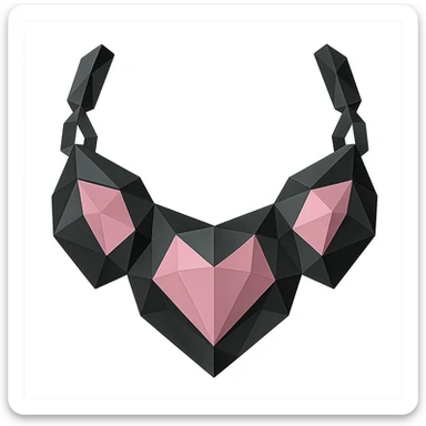 BLACKPINK-inspired wearable object, geometric necklace or statement piece, black and pink colors, faceted and modern, polygonal style sticker