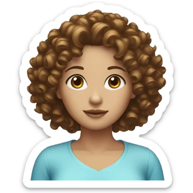Brown Curly hair women with blue eyes  sticker