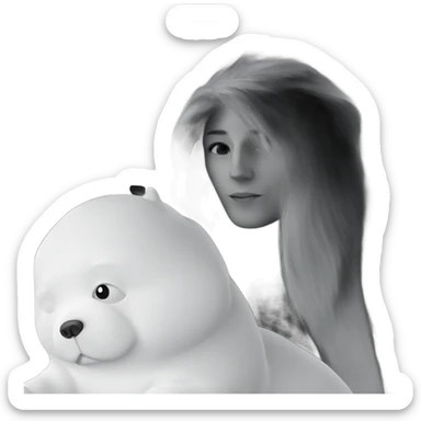 boy with dog in greyscale sticker